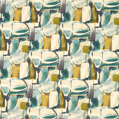 Clarke & Clarke Figura Fabric in Teal & Mineral